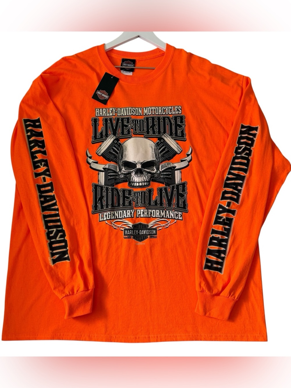 NWT Harley-Davidson Skull “Live to Ride Ride to Live” Long Sleeve Shirt Mens 2XL